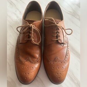 Men’s Cole Haan Cognac Brown Leather Wingback Leather Oxford Shoes Brogues Sz 10